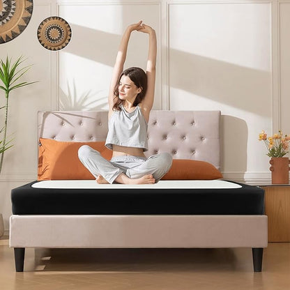 Biscaynebay Decorative Box Spring Cover Full & Full XL Size, Black Luxurious Jersey Knitting Stretchy Wrap Around 4 Sides Bed Skirt for Home/Hotels, Easy Fit Wrinkle Free Machine Washable