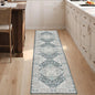 Washable Runner Hallway Rug,Low Pile 2x8 Non Slip Non-Shedding Kitchen Carpet Soft Indoor Stain Resistant Rug for Bedroom Laundry Room Bathroom Blue Beige Multi