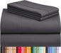 LuxClub 3 PC Twin Sheet Set, Deep Pockets Wrinkle Free Cooling Bed Sheets Hotel Bedding for Women, Men, Kids & Teens, Includes 1 Fitted Sheet, 1 Flat Sheet and 1 Pillowcase-Silky Soft Dark Grey