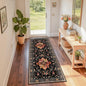 Area Rugs 2'x6' Washable Non-Slip, Floral Vintage Distress Print Pattern Medallion Carpet for Living Room Bedroom Dining Room, Black Colorful Floral Dark Tan