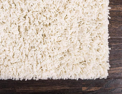 Unique Loom Solid Shag Collection Area Rug (9' x 12' Rectangle, Pure Ivory)