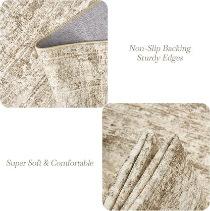 2x3 Washable Rugs for Kitchen, Floor, Entryway, Powder Room Small Area Rug Non-Slip Vintage Low Pile Throw Door Mat Brown