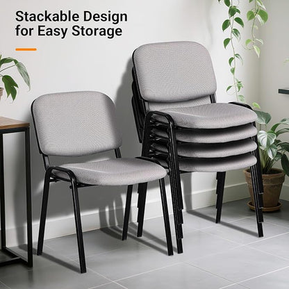 VINGLI Waiting Room Stacking Chairs, 5-Pack Mesh Church Conference Stackable Chair Set, for Office Guest & Reception Meeting Rooms, Lobby, Simple&Space-Saving, Mesh-Grey