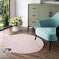 Latepis Fuzzy Light Pink Round Rug 4ft Soft Faux Rabbit Fur Washable Non-Slip Shaggy Furry Rug for Living Room Cute Throw Rugs for Bedroom Playroom Nursery Dorm