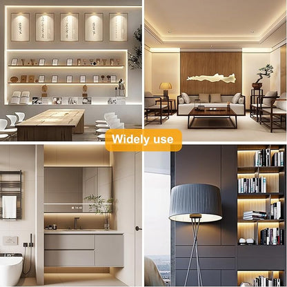 COB LED Strip Lights Natural White,24V Dimmable led Light Strip KIT with Remote and app Control,4000K 9.84FT/3m 8mmwide Ra>90 Cuttable Flexible Strip Lights for Bedroom,Wardrobe,Cabinet