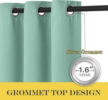 NICETOWN Blackout Curtains 84 Inch Length, Thermal Insulated Curtains for Bedroom Grommet Energy Saving Room Darkening Drapes for Living Room Window, 1 Panel, Aqua Blue, 66" W x 102" L