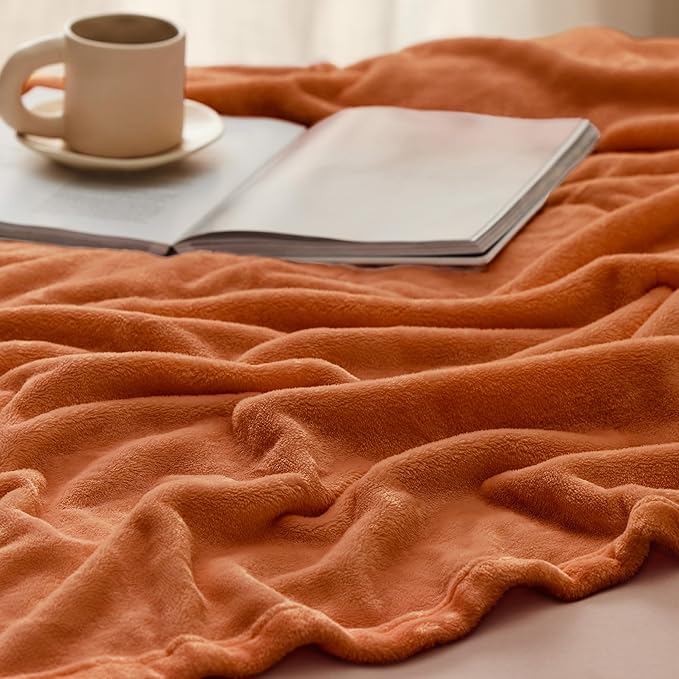 Bedsure GentleSoft Fleece Blankets Queen Size Mango - 280GSM Soft Lightweight Plush Cozy Blanket for Bed, Sofa, Couch, Travel, Camping