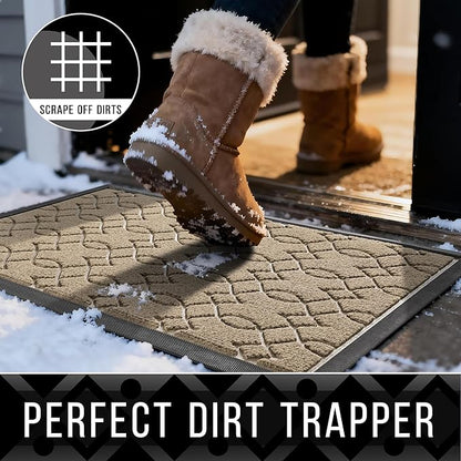 Yimobra Outdoor Mats for Front Door 29.5x17, All-Season Waterproof Doormat Outdoor Entrance, Heavy Duty Non-Slip Outside Door Mat for Garage Patio Proch Entryway Indoor, Light Beige