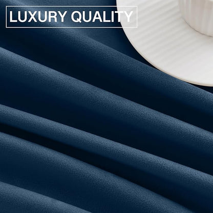 StangH Navy Blue Velvet Blackout Curtains 90 inches, Luxury Rod Pocket Window Drapes Thermal Insulated Noise Reducing Panels for Studio/Theater/Office/Bedroom, W62 x L90, 2 Panels