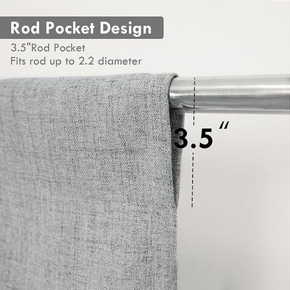 DriftAway Double Layer Linen Blackout Tie Up Curtains Thermal Insulated Fully Lined Balloon Roman Shade Bathroom Window Adjustable Rod Pocket for Small Window 45 Inch by 63 Inch Gray