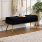 Velvet Storage Bench with Gold Legs& Nailhead Trim, 40" Wide Upholstered Modern Bedroom Bench for End of Bed, Tufted Ottoman for Entryway Living Room Dining Room (Black, 40" Wide)