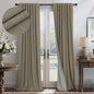 Dark Taupe Neutral Blackout Curtains 96 Inch Long 2 Panel Insulated Sliding Door Curtain UV Heat Blocking Drape for Living Room Bedroom Linen Cloth Canvas Burlap Primitive Decor Back Tab 52x96 Length