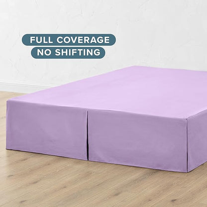 Bare Home Queen Bed Skirt - 15-Inch Tailored Drop Easy Fit - Bed Skirt for Beds - Center & Corner Pleats (Queen, Lavender)