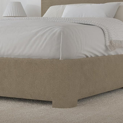 BarnFurin Twin Bed Frames with Headboard,Cloud Boucle Upholstered Platform Bed, Modern Style, Soft Rounded Corners, No Box Spring Needed, Easy Assembly, Beige