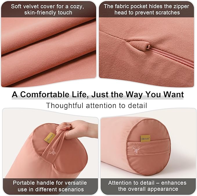Body Pillow for Adults – Long Bolster Pillow for Bed, Round Cuddle Pillow, Full Support for Side Sleepers,59 x 7.87 Inches,Blush Pink