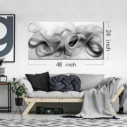 JuhaiArt Abstract Wall Art Black Picture Art Black Wall Decor White Wall Art Canvas for Living Room Bedroom Home Office Prints Artwork 24" x 48"