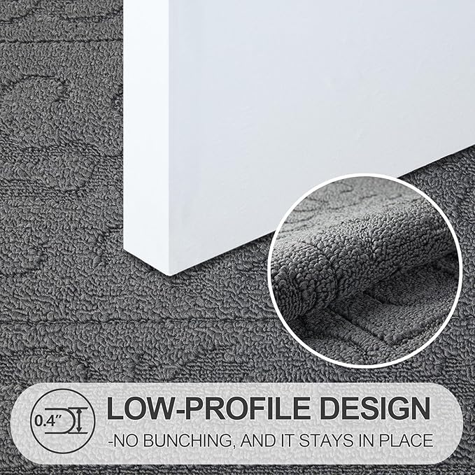 FONEYI Indoor Door Mat, Front Back Door Mat 32" x 48" Non-Slip Rubber Backing Door Rug, Machine Washable Entry Rug, Low Profile Absorbent Dirt Trapper Doormat Inside Floor Mats for Entryway, Grey