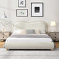 Queen Size Upholstered Platform Bed Frame, Modern Cloud Bedframe with Headboard, Low Profile Bed Floor Bed Frames with Soft Rounded Corners, No Box Spring Required, Easy Assembly, Chenille Cream