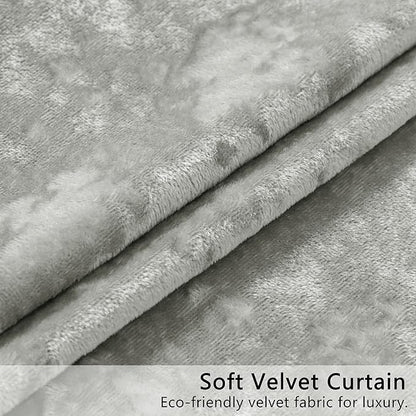 SMILETIME Silver Grey Crushed Velvet Curtains 52x96inch Rod Pocket Luxurious Thermal Insulated Soundproof Drapes Soft and Durable Light-Filtering Window Treatments for Living Room Bedroom, 2 Panels