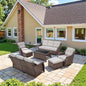 Belord High Back Wicker Outdoor Furniture - 8-Piece Patio Conversation Set with Swivel Rocker Glider Patio Chairs Set of 2 and Rattan Couch, Coffee Table and Ottoman for Lawn Backyard Porch Garden
