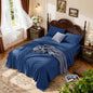 LBRO2M 1000 Thread Count 100% Cotton Sheets Set,Full Size Bed Sheet 4 Piece Sets,Long Staple,16 Inches Deep Pocket,All Season,Bedding Super Soft Comforterble Breathable,Sateen(Navy Blue)