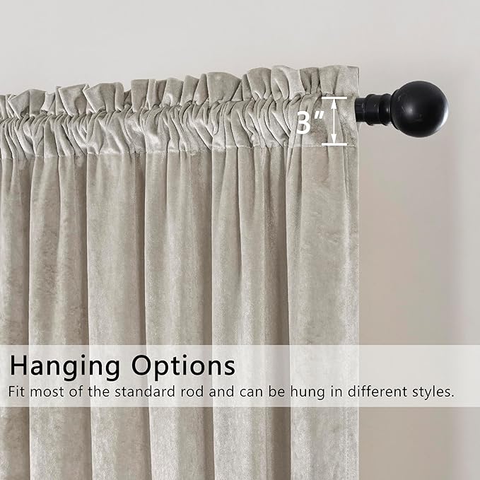 SMILETIME Ivory White Crushed Velvet Curtains 52x96inch Rod Pocket Luxurious Thermal Insulated Soundproof Drapes Soft and Durable Light-Filtering Window Treatments for Living Room Bedroom, 2 Panels