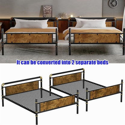 Upgraded & Stronger Heavy Duty Metal Twin XL Over Twin XL Bunk Bed for Adults & Teens, Thickened More Stable Safer Bunkbeds (Greater Weight Capacity)