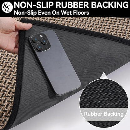 Door Mat 17"x30", Dirt Resistant and Absorbent, Non-Slip Rubber Backing Floor Mats, Easy Clean Low-Profile Doormat for Entryway, Front Door, Inside Entrance, Black