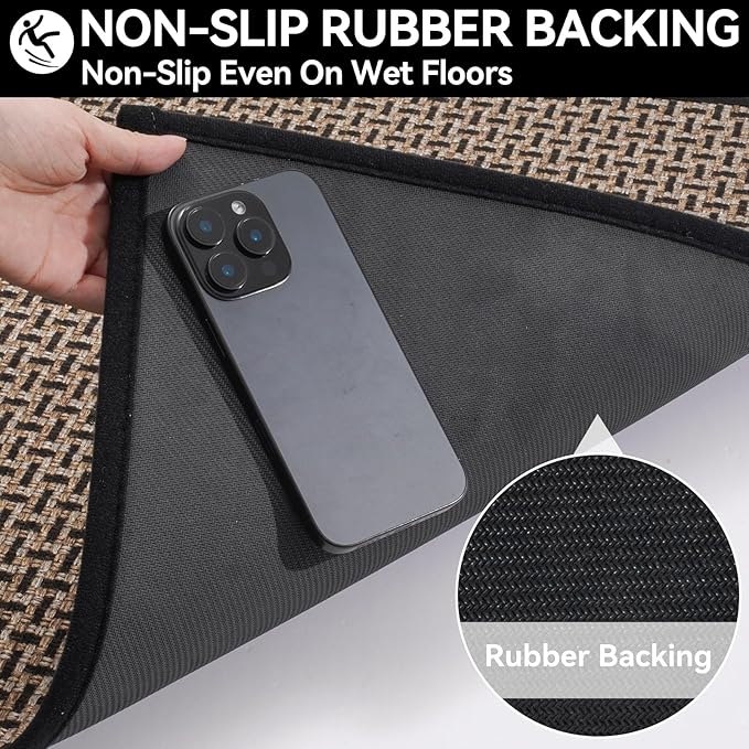 Indoor Door Mat Dirt 36x60 Resistant and Absorbent, Non-Slip Rubber Backing Floor Mats, Easy Clean Low-Profile Doormat for Entryway, Front Door, Inside Entrance Black