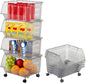 TidyFriend Plastic Stackable Bins - 4 Pack Large Stacking Bins Open Front For Toy Organizers and Storage, Pantry, Kitchen, and Bathroom Essentials (Light Grey)