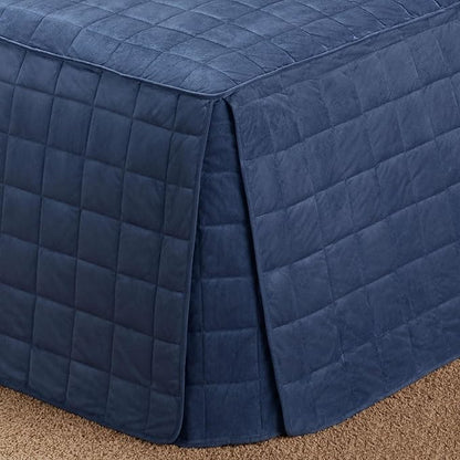 Touch of Class Camden Luxury Bedding | Warm Indigo Color | Grande Fitted Bedspread | Faux Suede Box Quilted Design | Designed 3 Piece Set Includes Cal King Bedspread and 2 King Shams