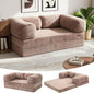 COMAX 4-in-1 Futon Sofa Bed, Queen Size Foldable Couch with L-Shaped Armrests, Convertible Sleeper Chair Bed, Comfortable Lounge Mattress for Living Room and Bedroom, Snow Brown
