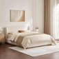 CHITA Queen Size Bed Frame, Upholstered Platform Bed with Wingback Headboard, Wooden Slats Support, Noise-Free, No Box Spring Needed, Cream