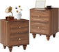 ORRD 2 Drawer Fluted Mini Small Dresser for Bedroom Set of 2, Mid Century Modern Nightstand Bedside End Table, Wood Storage Dresser Organizer for Bedroom Living Room, Walnut