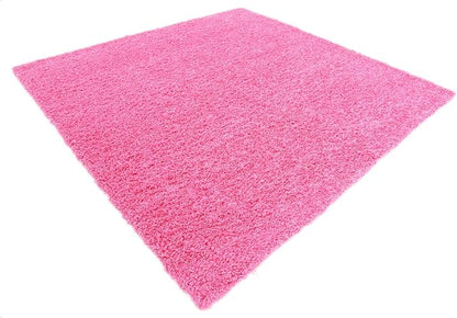 Unique Loom Solid Shag Collection Area Rug (8' Square, Taffy Pink)