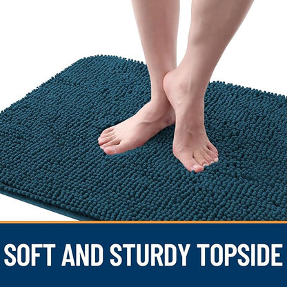 OLANLY Dog Door Mat for Muddy Paws 59x20, Absorbs Moisture and Dirt, Absorbent Non-Slip Washable Doormat, Quick Dry Chenille Mud Mat, Entry Indoor Entryway Carpet for Inside Floor, Atlantic Blue
