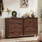 Farmhouse 4 Drawer Dresser Set of 2 for Bedroom, 37" Tall Rustic Chests of Drawers w/ 4 Solid Wood Feet, Mid Century Vintage Wooden Closet Storage Dressers Organizer for Living Room, Brown