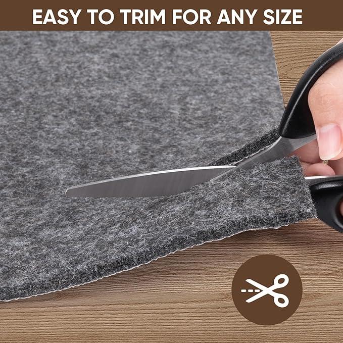 BALEINE 8x10 Ft Non Slip Rug Pad Gripper, 1/4" Thick Felt and Rubber Gripper Backing, Shock Absorbing Carpet Pad, Safe for All Floors (8x10 Ft)