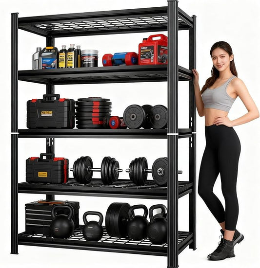 72''H Wire Shelving Unit, 3020 Lbs Heavy-Duty Garage Storage Shelves, 5-Tier Adjustable Reinforced Shelves for Laundry Rooms, Basements, Kitchens&Outdoor (36''W*16''D*72''H, 5-TIER-wire shelving)