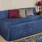 Camden Luxury Bedding | Warm Indigo Color | Fitted Hollywood Daybed Bedding | Faux Suede Box Quilted Design | 5 Piece Set Includes Extra Long Hollywood Cover, 2 Bolster Shams, and 2 Bolster Pillows