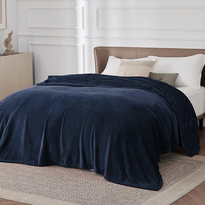 Bedsure GentleSoft Fleece Bed Blankets Large Size Navy - Soft Lightweight Fuzzy Cozy Luxury Oversized King Blanket Microfiber, Room Home Decor Gifts for Women and Men, 120x120 inches