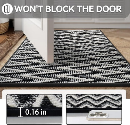 Indoor Door Mat 31x47, Dirt Resistant & Absorbent Doormat for Entryway Inside, Non-Slip Rubber Backing Front Door Mat Indoor Entrance, Low-Profile, Washable, Black