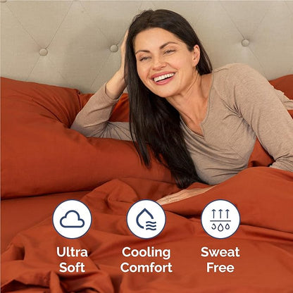 Full Size 4 Piece Sheet Set - Comfy Breathable & Cooling Bed Sheets Set - Hotel Luxury Bedding for Women, Men, Kids, Teens, Boys & Girls - Deep Pockets, Soft and Wrinkle Free - Oeko-Tex - Terracotta