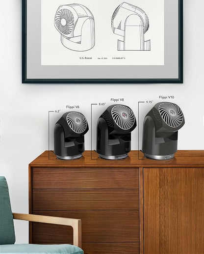 Vornado Flippi V6 Compact Air Circulator Fan, Quiet Portable Travel Fan for Office or Bedroom, Adjustable Head, 2 Speeds, Storm Gray