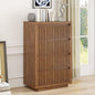 Fluted 4 Drawer Dresser, Mid Century Small Dresser for Bedroom, Wood Chest of Drawers, Modern Closet Clothes Organizer, Walnut Wooden Storage for Living Room, Brown