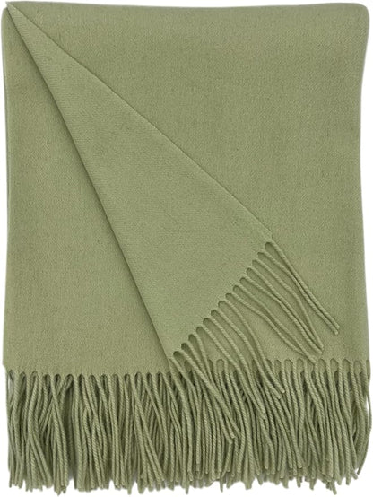 Alashan Cashmere Blend Ripple Finish Woven Throw (Sea Glass)