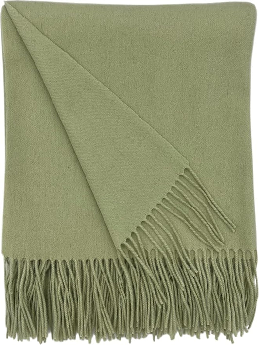 Alashan Cashmere Blend Ripple Finish Woven Throw (Sea Glass)