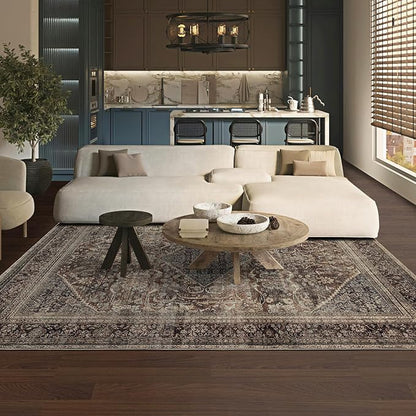 Area Rug 6×9, Large Vintage Boho Rug,Ultra-Soft Low Pile, Washable, Non Slip,Stain Resistant, Printed Carpet for Living Room Bedrooms Playroom Office Kitchen,Oat/Antiquity