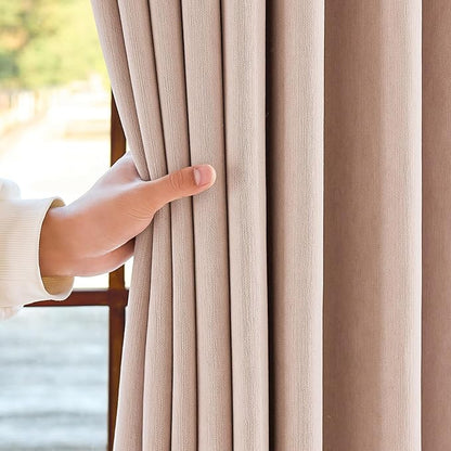 jinchan Chenille Blackout Curtains 84 Inches Long 2 Panels Light Pink Thermal Insulated Curtains for Bedroom Living Room Triple Weave Noise Reducing Nursery Drapes Back Tab Girls Room Curtains 50x84