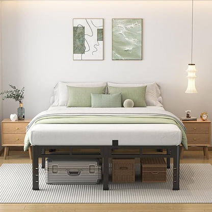 NKZ Full Size Bed Frame 20 Inch, Metal Bed Frame & Box Spring 2 in 1 Platform with Round Corner Legs, 4000lbs Weight Capacity Reinforced Metal Frame, Headboard Hole, Noise-Free, Easy Assembly